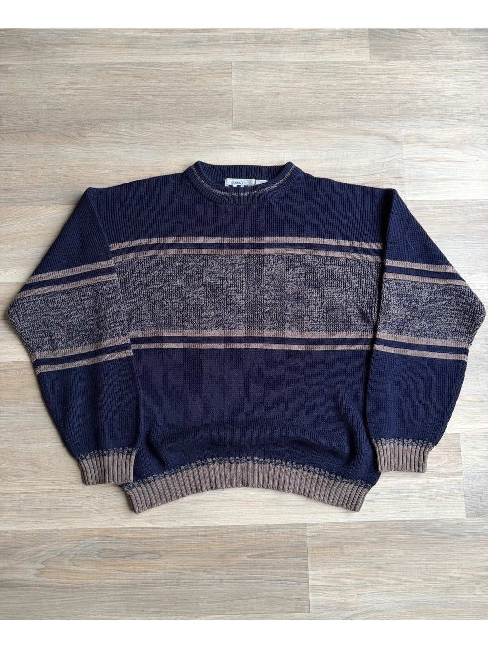 Vintage 90's Essentiels Navy Striped Knit Sweater